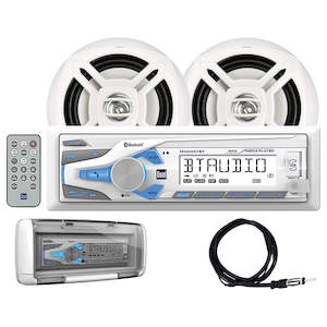 Dual Audio: DUAL Marine Bluetooth Stereo Combo w/ 6.5" Speakers + Antenna + Splash Guard