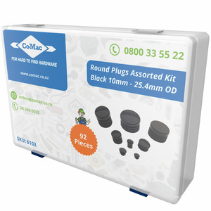 Z Miscellaneous Document Holders Springs Case Corners Post Tops Chain: Round Plugs Assorted Kit Black 10mm - 25.4mm OD