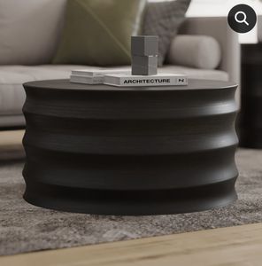 Black Wooden Drum Coffee Table - Coastal At Home