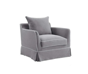 Products: Noosa Slipcover Chair - Grey/White Piping - Coastal At Home