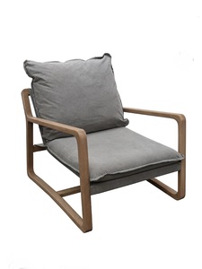 Oakwood & Cotton Arm Chair - Grey - Coastal At Home