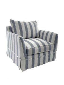 Noosa Slip Cover Arm Chair - Blue Sky Stripe - Coastal At Home