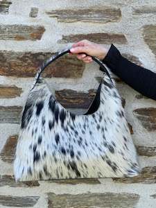 Cowhide Shoulder Bag - Black & White Salt + Pepper