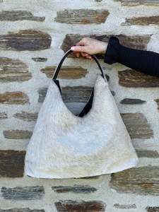 Cowhide Shoulder Bag - Soft Grey