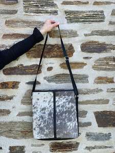 Cowhide Cross Body Handbag Dark Grey