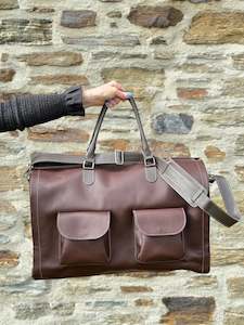 Travel Bag: Leather Garment Duffel Bags - 2 in 1 Design - Two Toned Leather NEW