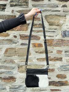 Handbag: On The Go Shoulder Bag - Black + White Bold