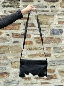 Cowhide Coastal Handbag - Black + White Bold