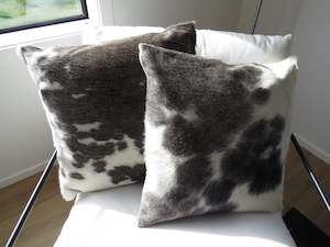 Double side Cowhide Cushion 50cm x 50cm - Grey + White