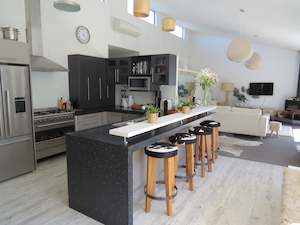 Homeware: Cowhide Round Top Barstool End of Line - Black + White 2x in stock