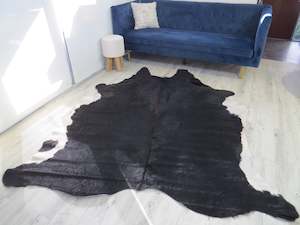Sale Large Cowhides: SALE Large Cowhide - Black + White with Brown Spine