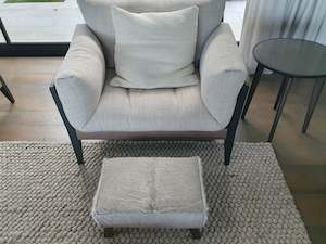 Cowhide Footstools: Grey Medium Hair Angled Leg Footstool M