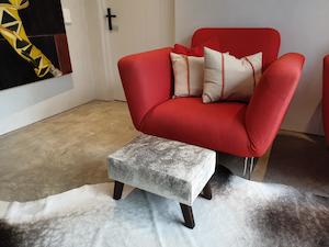 Cowhide Footstools: Light Brindle Angled Leg Footstool B
