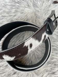 Keyrings Miniatures: Cowhide Belt - Black + White