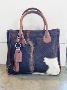 Classic Cowhide Tote - Brown + White