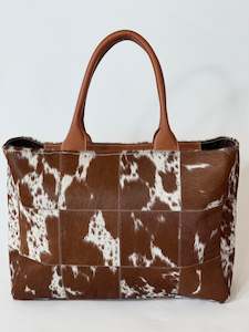 Weekend Bags Handbags Wallets: Patchwork Tote - Tan + White