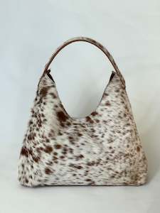 Cowhide Shoulder Bag - Tan + White