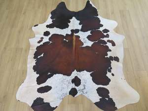 Cowhide Rugs: Large Cowhide - Red Black - SKU 9794