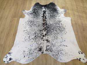 Medium Cowhides: Cowhide Medium - Black & White speckle, brown ridge sprinkle SKU 778
