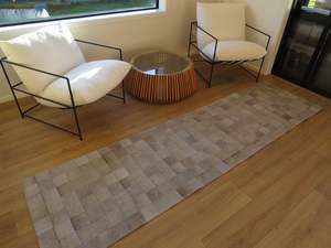 Patchwork Cowhide Rugs: 3m RUNNER SIZE Patchwork Runner Rug Grey ONE IN STOCK