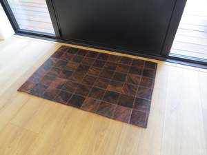 Indoor Patchwork Cowhide Doormat Rug – Dark Brindle