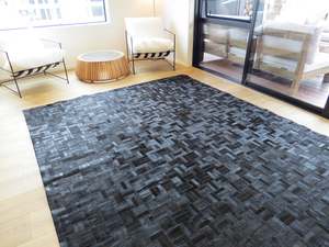 EXTRA LARGE SIZE Parquet Patchwork Rectangle Rug - Glossy Black - CONTACT US TO ORDER