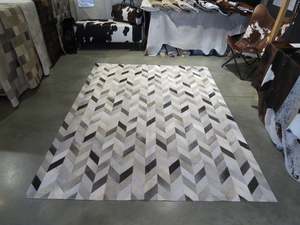 LARGE SIZE Chevron Patchwork Rectangle Rug - Grey Chevron pattern CONTACT US TO ORDER