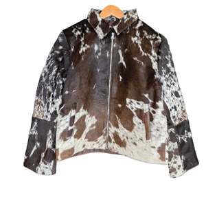 Cowhide Jackets: Medium size - Cowhide Jacket Dark Brown + White