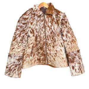 Medium size - Cowhide Jacket Tan and White Salt & Pepper