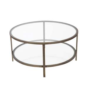 Round Glass & Brass Two Tier Coffee Table