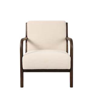 Herringbone & Oak Occasional Chair – Cream & Dark Oak