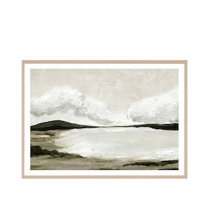 Large Coastal Vista Haze Framed Wall Art
