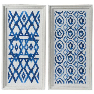 Pair of White & Indigo Framed Prints