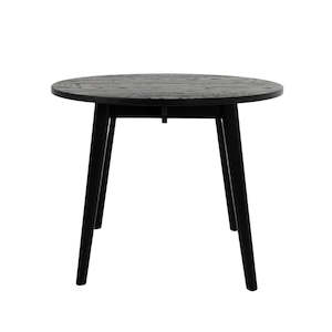 Round American White Oak Dining Table 100cm - Matte Black