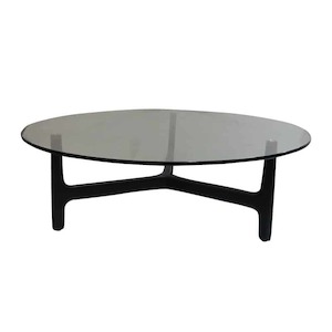 Fjord Round Ash & Glass Top Coffee Table – Black