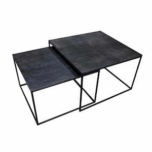Coffee Tables: Black Square Nesting Coffee Table Duo