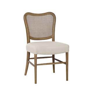 Dining Tables Chairs Benches: Hamptons Oak & Linen Dining Chair - Natural & Cream