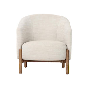 Occasional Chairs: Upholstered Tub Lounge Chair – Cream & Natural