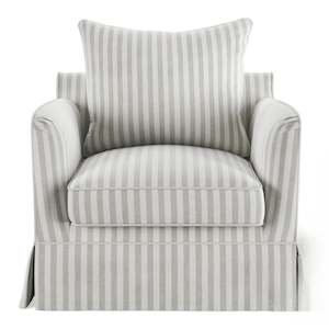Occasional Chairs: Hamptons Contemporary Slip-Cover Armchair - Natural Stripe