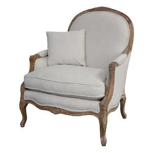 Occasional Chairs: Classic French Linen Armchair - Natural