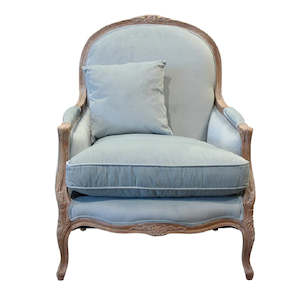 Occasional Chairs: Classic French Style Armchair - Blue Velvet