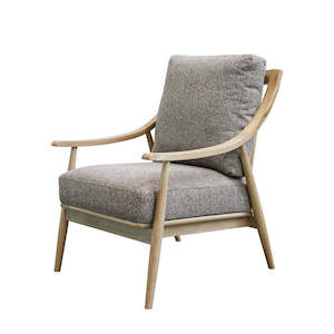 Occasional Chairs: Curved Arm Oak Armchair - Mink
