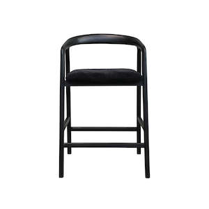 Coastal Rounded High Back Ash Barstool - Black