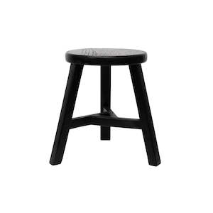 Handmade Peasant Black Stool - Round