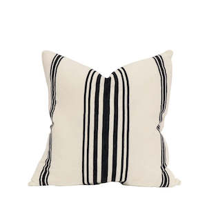 Cushions: White Linen Bold Indigo Stripe Cushion