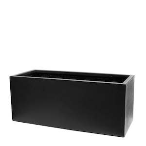 Outdoor Pots Planters: Westhampton Rectangular Black Concrete Planter - Large