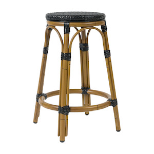 Saint-Tropez Black Wicker Barstool (Indoor & Outdoor)