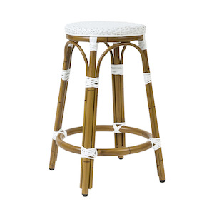 Outdoors Furniture: Saint-Tropez White Wicker Barstool (Indoor & Outdoor)