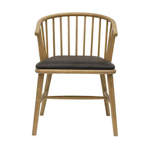 Ankara Oak Chair - Aged Black Leather