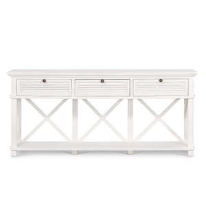 As Seen In Nz House Garden: Malibu White Three Drawer Console
